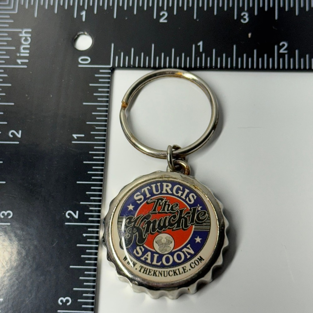 Sturgis The Knuckle Saloon Bottle Cap Keychain Collectible Souvenir